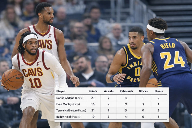 Cleveland Cavaliers vs Pacers Match Player Stats
