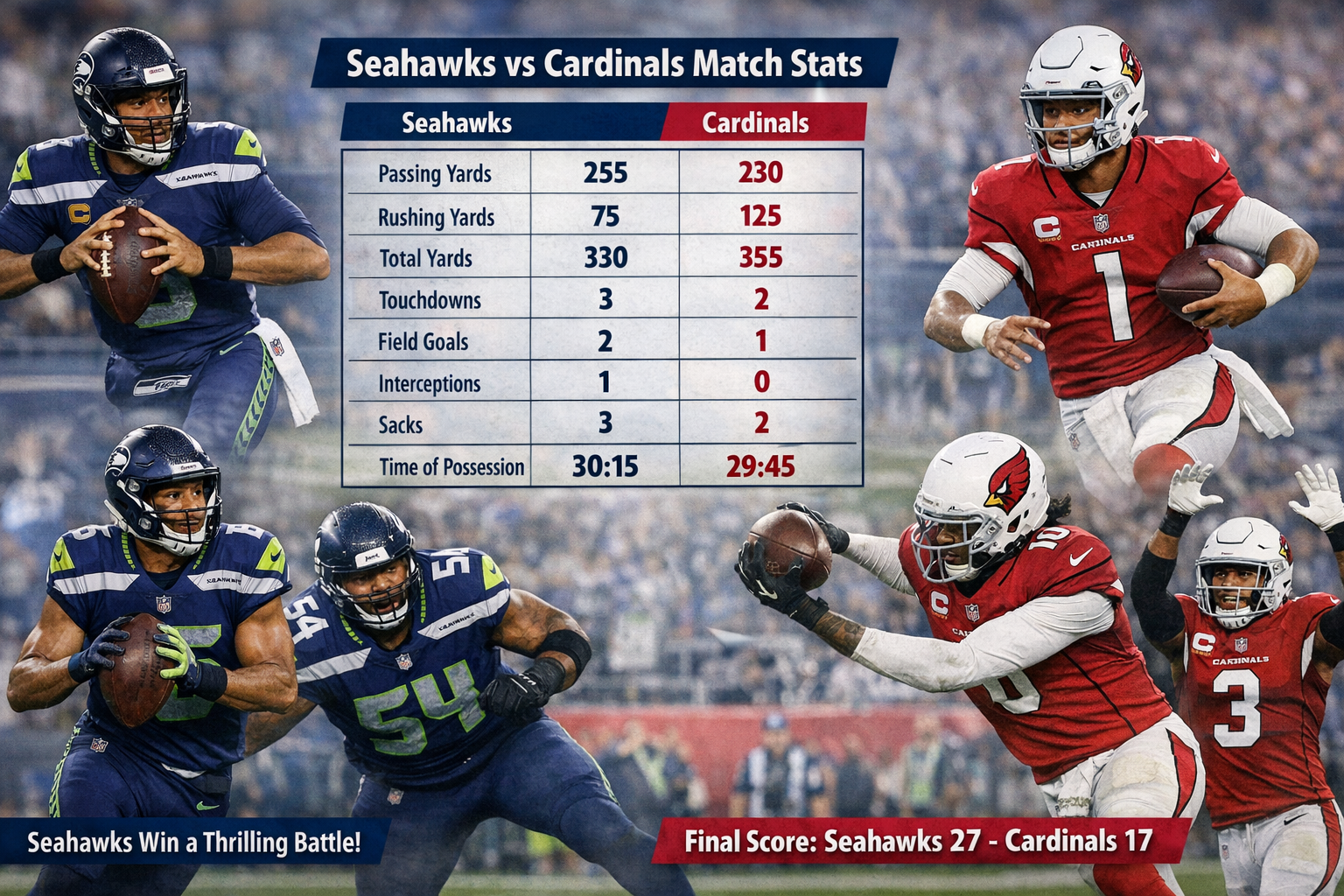 Seahawks vs Arizona Cardinals Match Player Stats