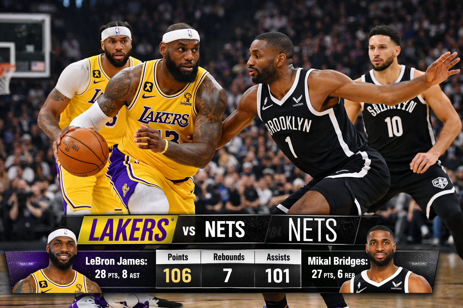 Lakers vs Brooklyn Nets Match Player Stats