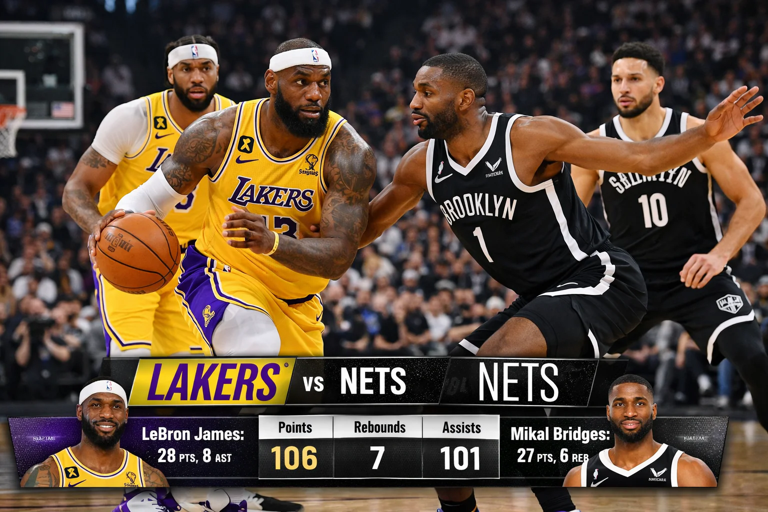 Lakers vs Brooklyn Nets Match Player Stats