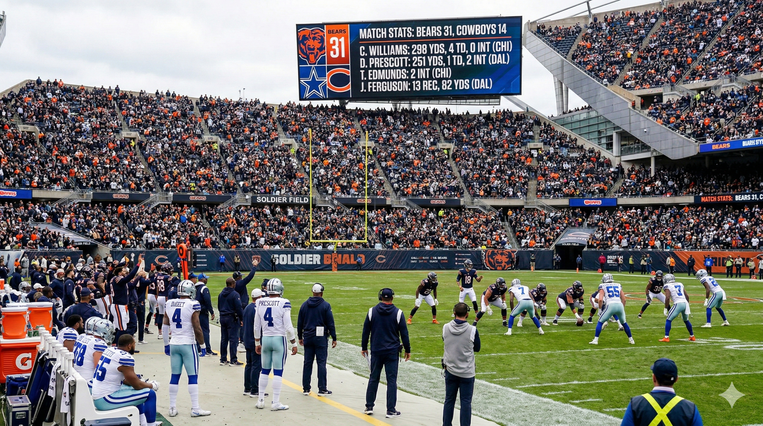 Dallas Cowboys vs Chicago Bears Match Player Stats
