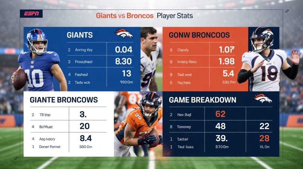 New York Giants vs Denver Broncos Match Player Stats