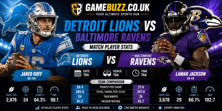 Detroit Lions vs Baltimore Ravens Match Player Stats