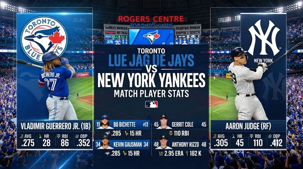 Toronto Blue Jays vs New York Yankees Match Player Stats
