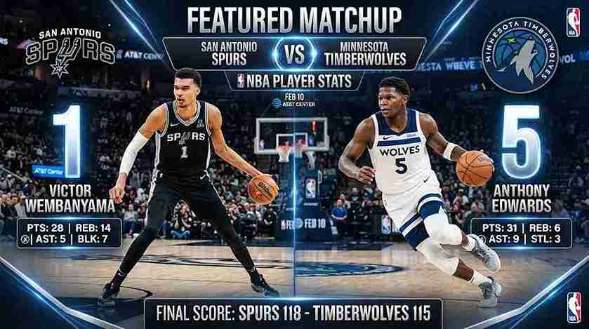 San Antonio Spurs vs Timberwolves Match Player Stats
